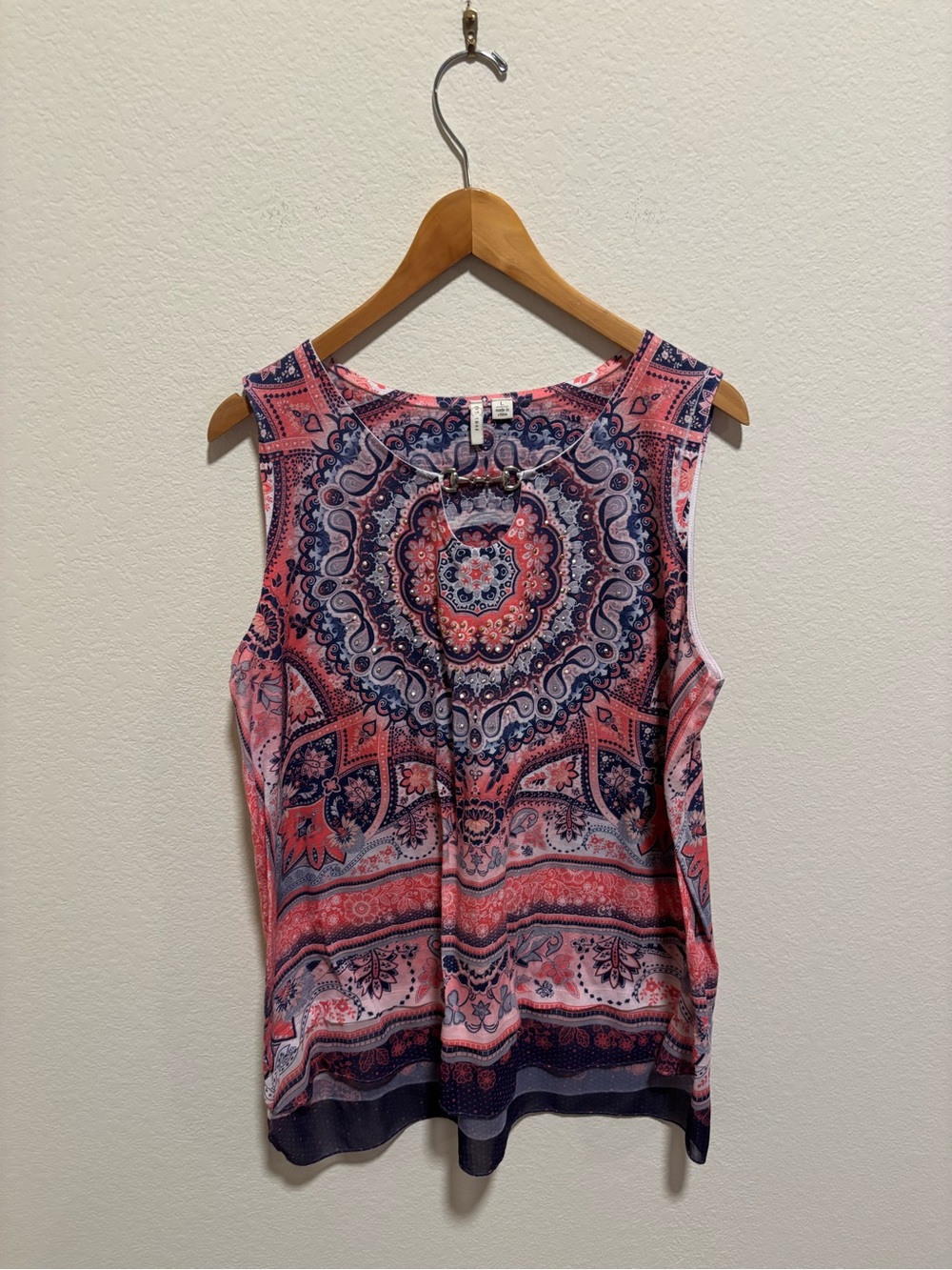 Cato EST 1946 Sleeveless Pink Paisley Medallion Tank Top